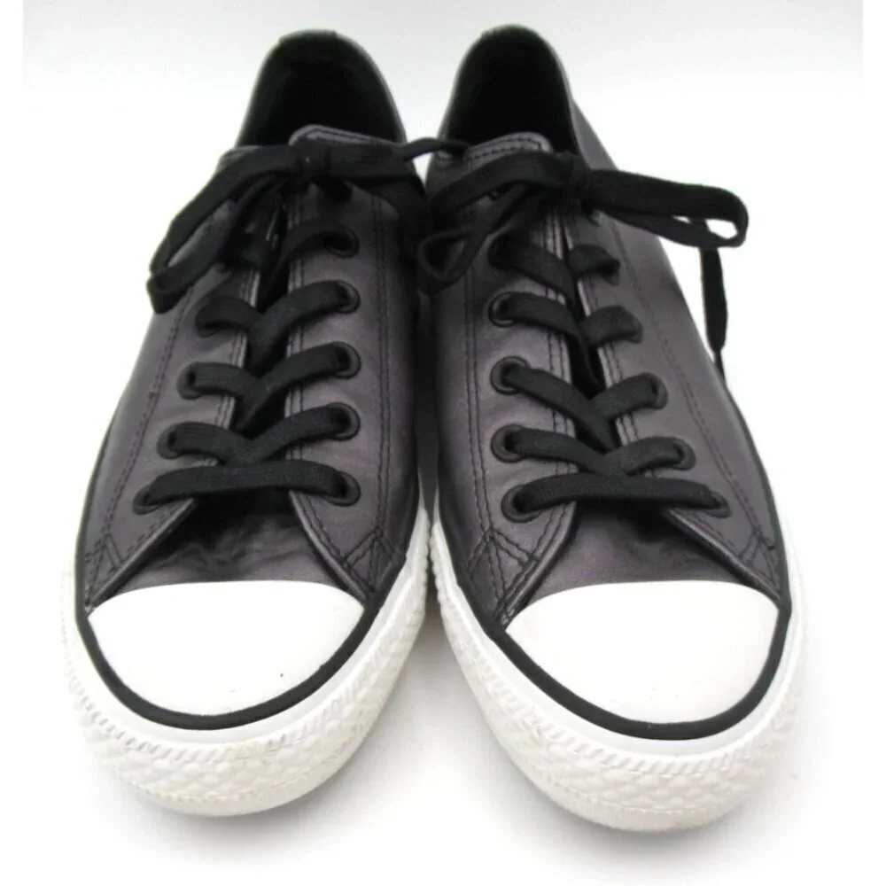 CONVERSE All Star Metallic Gray Leather Chuck Taylor Sneakers 544924C Shoes Sz 9 - Picture 2 of 7